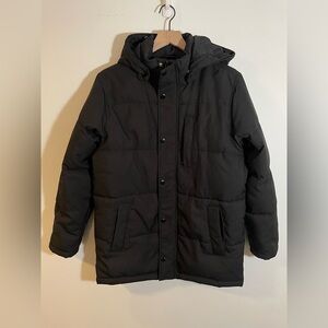 Swiss+ Tech Black Puffer Parka Coat Jacket Boys Size XL 14-16 Unisex Detach Hood
